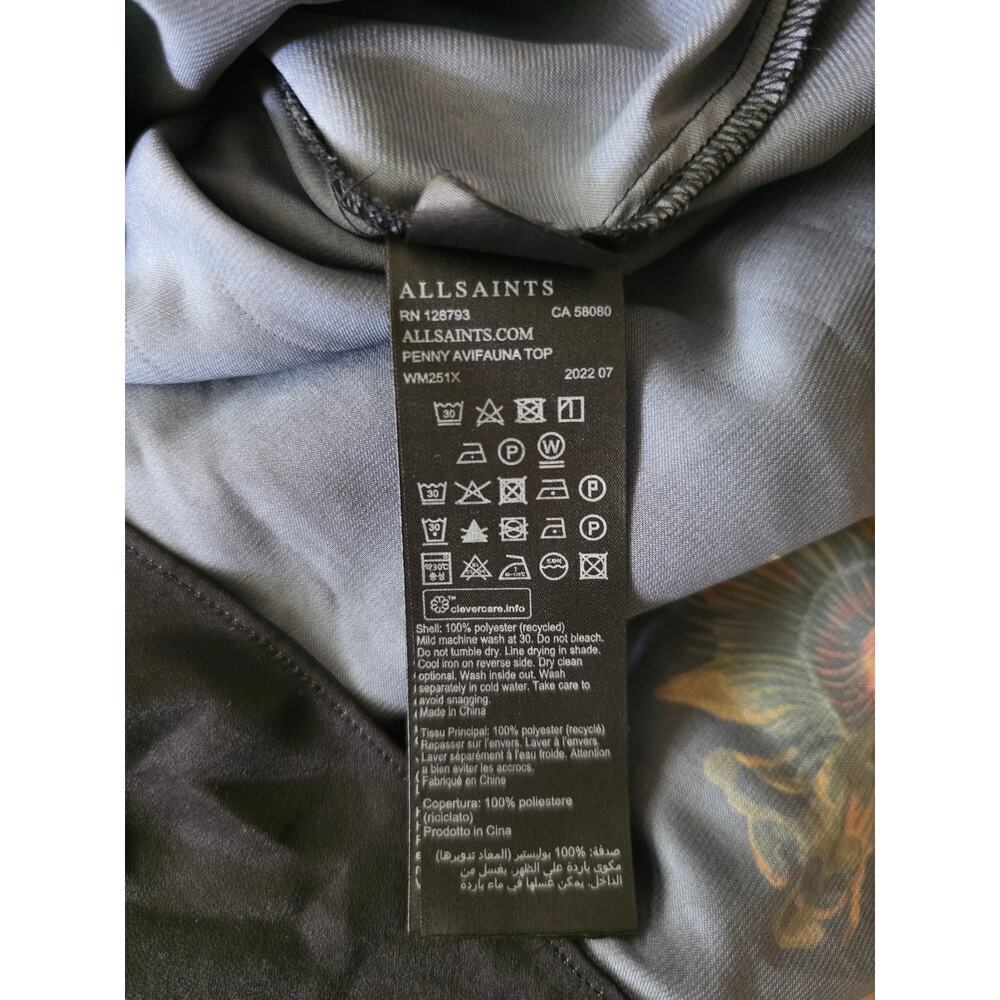 Allsaints Size 10UK 6US Penny Style Floral Blouse Black - Picture 7 of 8